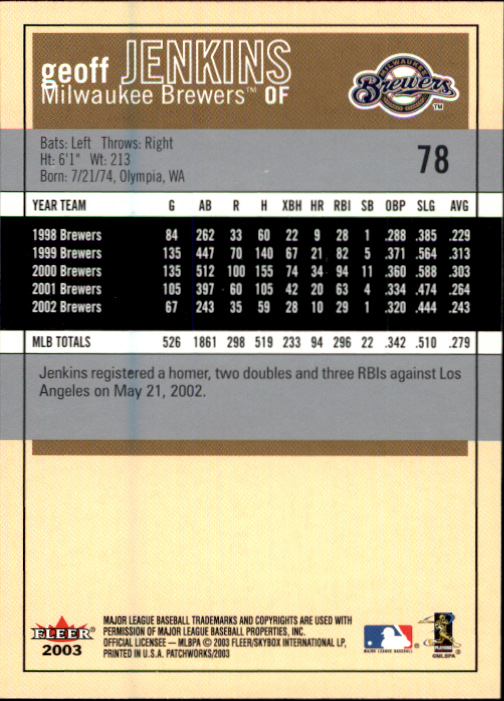 2003 Fleer Patchworks Baseball "Main Set" Cards - Picture 147 of 189