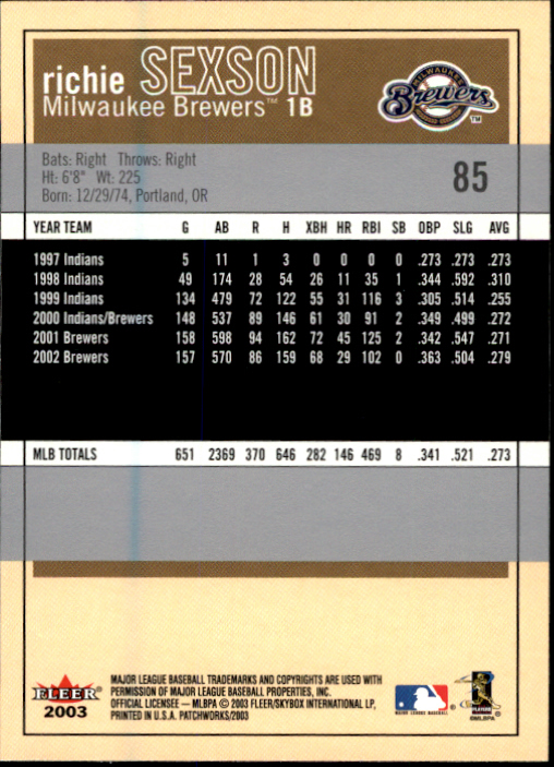 2003 Fleer Patchworks Baseball "Main Set" Cards - Picture 161 of 189