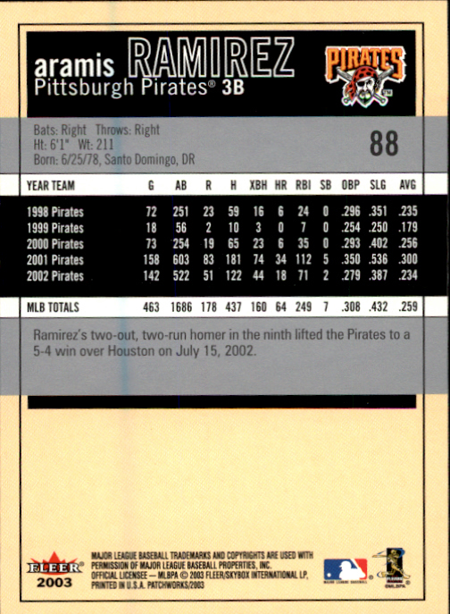 2003 Fleer Patchworks Baseball "Main Set" Cards - Picture 165 of 189