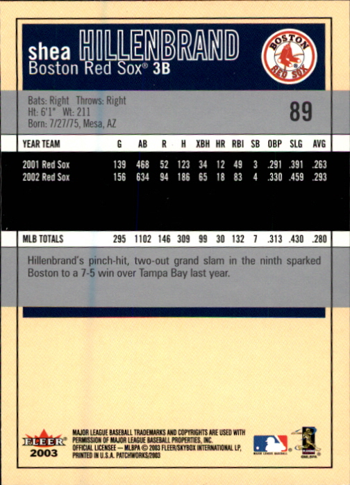 2003 Fleer Patchworks Baseball "Main Set" Cards - Picture 167 of 189