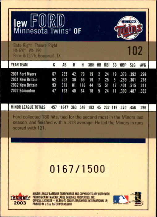 2003 Fleer Patchworks Baseball "Main Set" Cards - Picture 173 of 189