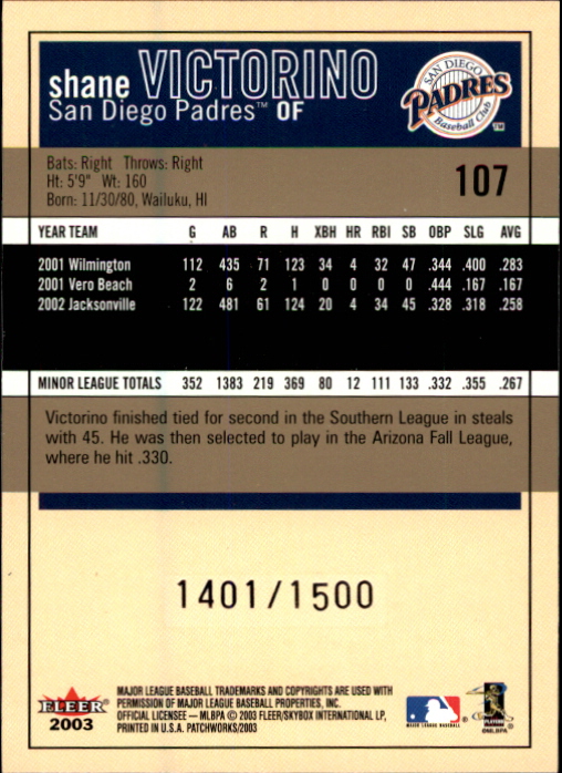 2003 Fleer Patchworks Baseball "Main Set" Cards - Picture 175 of 189