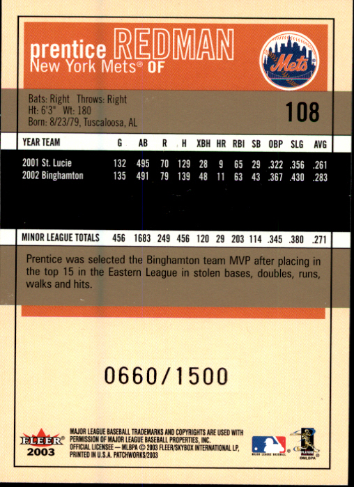 2003 Fleer Patchworks Baseball "Main Set" Cards - Picture 177 of 189