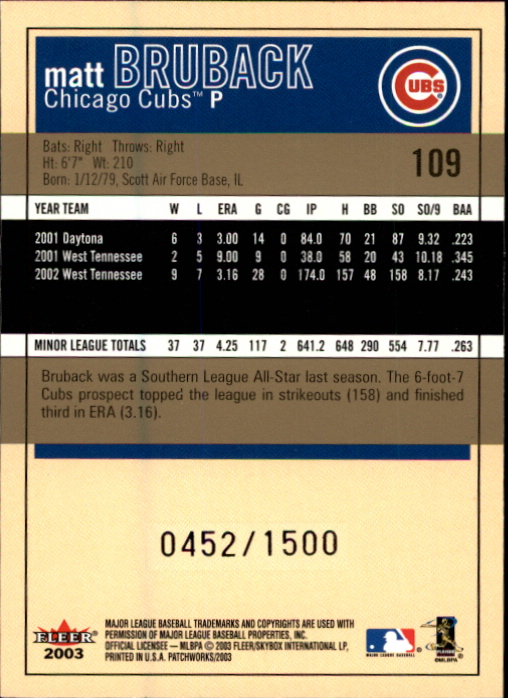 2003 Fleer Patchworks Baseball "Main Set" Cards - Picture 179 of 189
