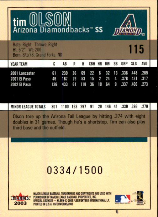 2003 Fleer Patchworks Baseball "Main Set" Cards - Picture 189 of 189