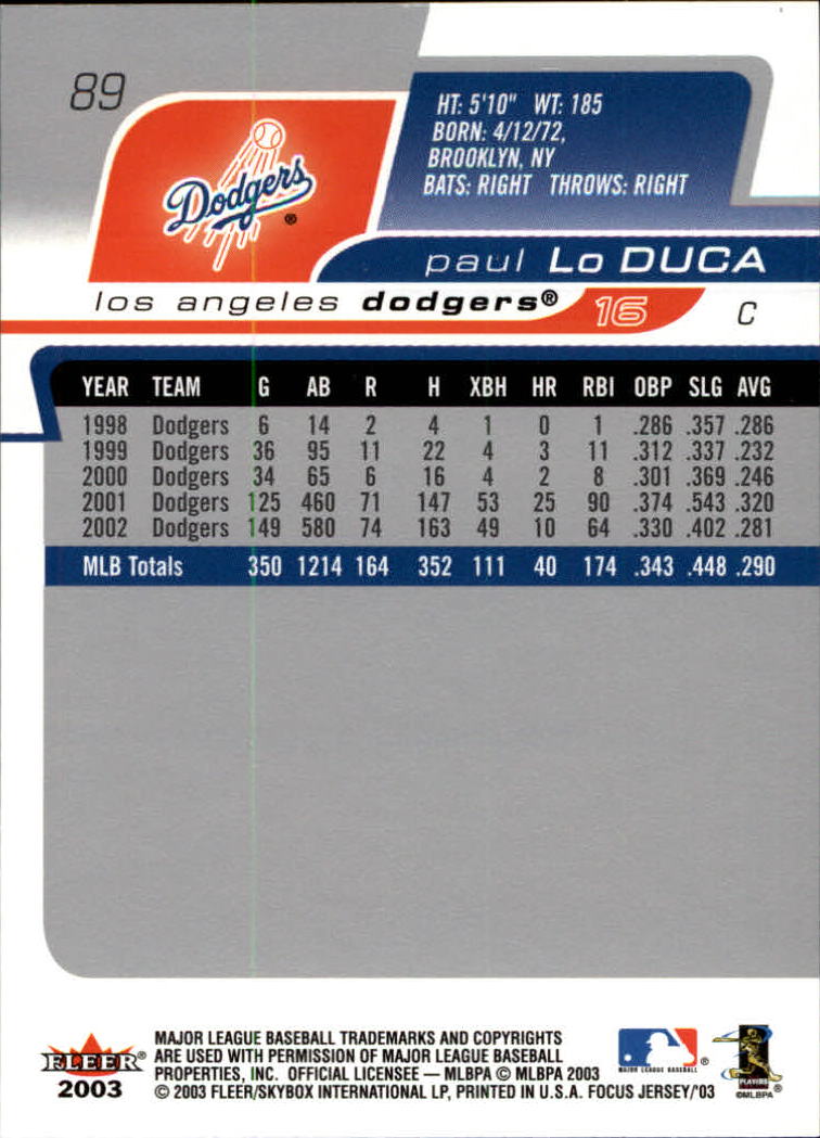 1999 Bowman Chrome #336 PAUL LO DUCA Los Angeles Dodgers