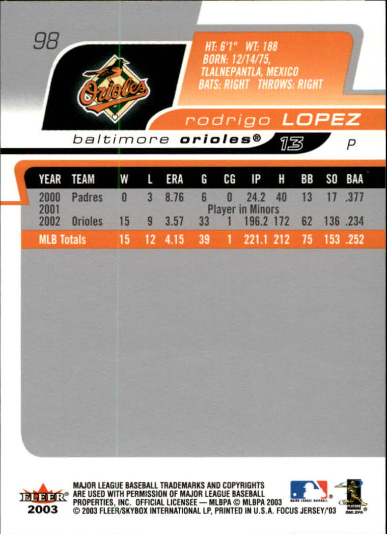 B1722- 2003 Fleer Focus JE BB #s 1-190 +Inserts -You Pick- 15+ FREE US SHIP - Picture 183 of 327