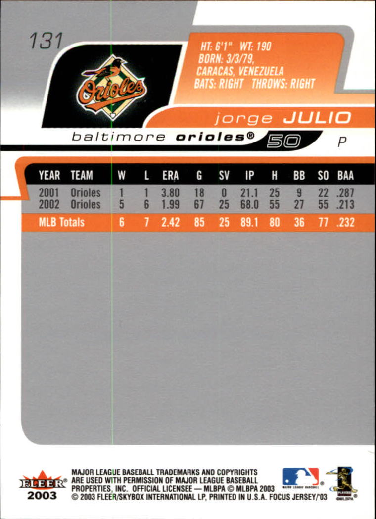 B1722- 2003 Fleer Focus JE BB #s 1-190 +Inserts -You Pick- 15+ FREE US SHIP - Picture 249 of 327