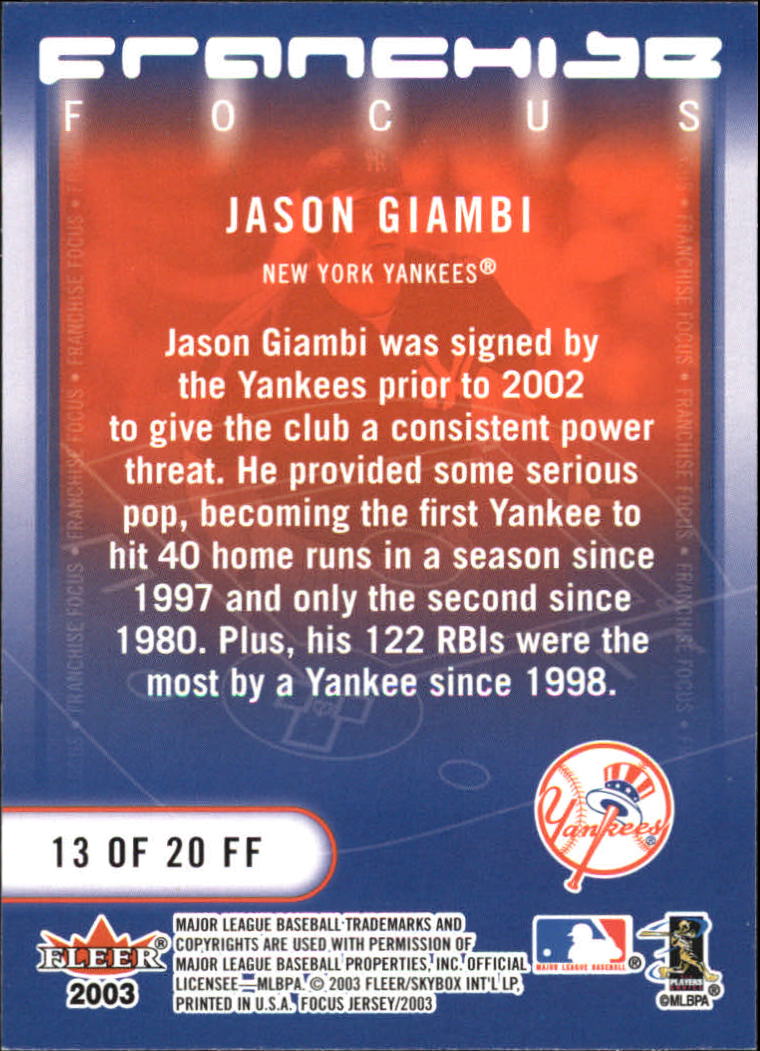 B1722- 2003 Fleer Focus JE BB #s 1-190 +Inserts -You Pick- 15+ FREE US SHIP - Picture 323 of 327
