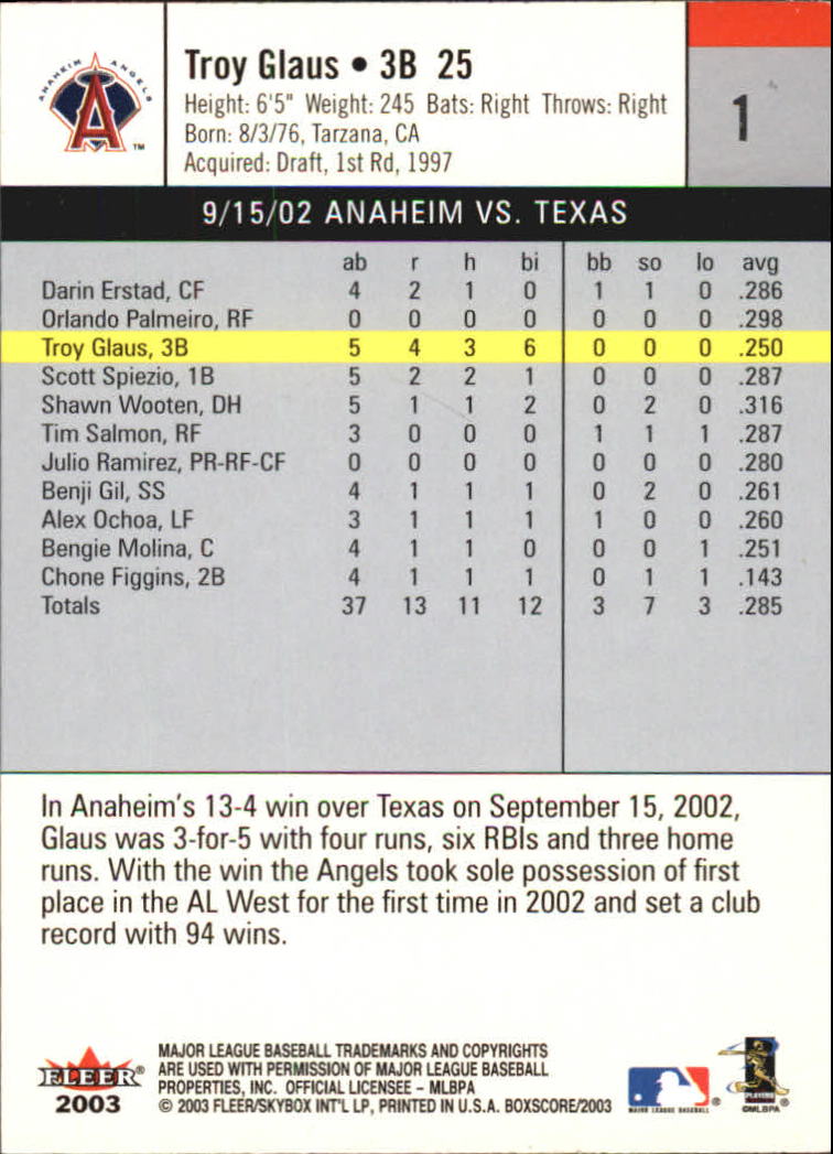 B1527- 2003 Fleer Box Score BB Cards 1-245 +Inserts -You Pick- 15+ FREE US SHIP - Picture 3 of 249