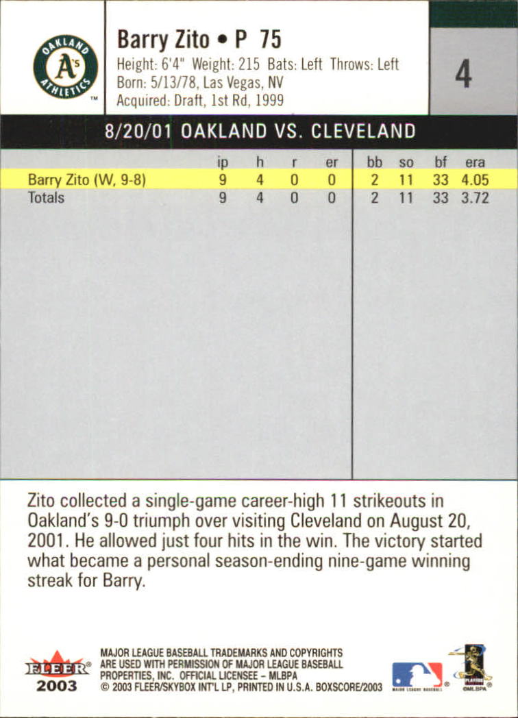 B1527- 2003 Fleer Box Score BB Cards 1-245 +Inserts -You Pick- 15+ FREE US SHIP - Picture 7 of 249