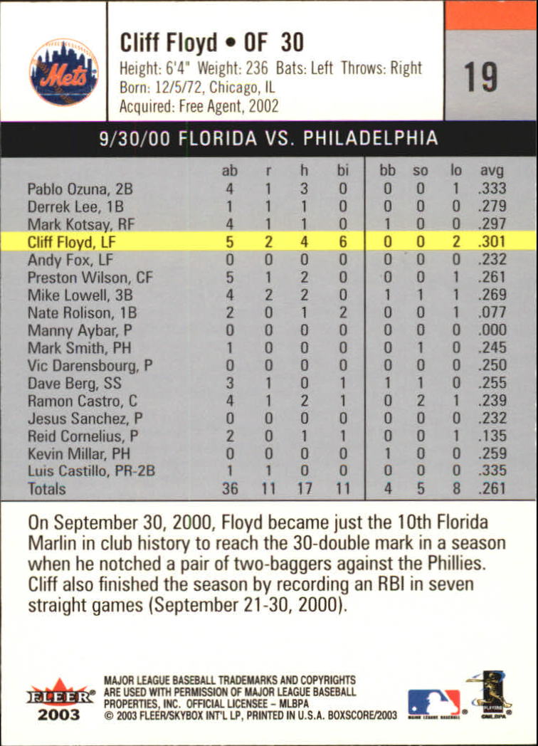 B1527- 2003 Fleer Box Score BB Cards 1-245 +Inserts -You Pick- 15+ FREE US SHIP - Picture 37 of 249