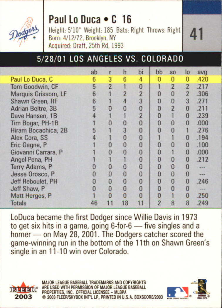 B1527- 2003 Fleer Box Score BB Cards 1-245 +Inserts -You Pick- 15+ FREE US SHIP - Picture 77 of 249