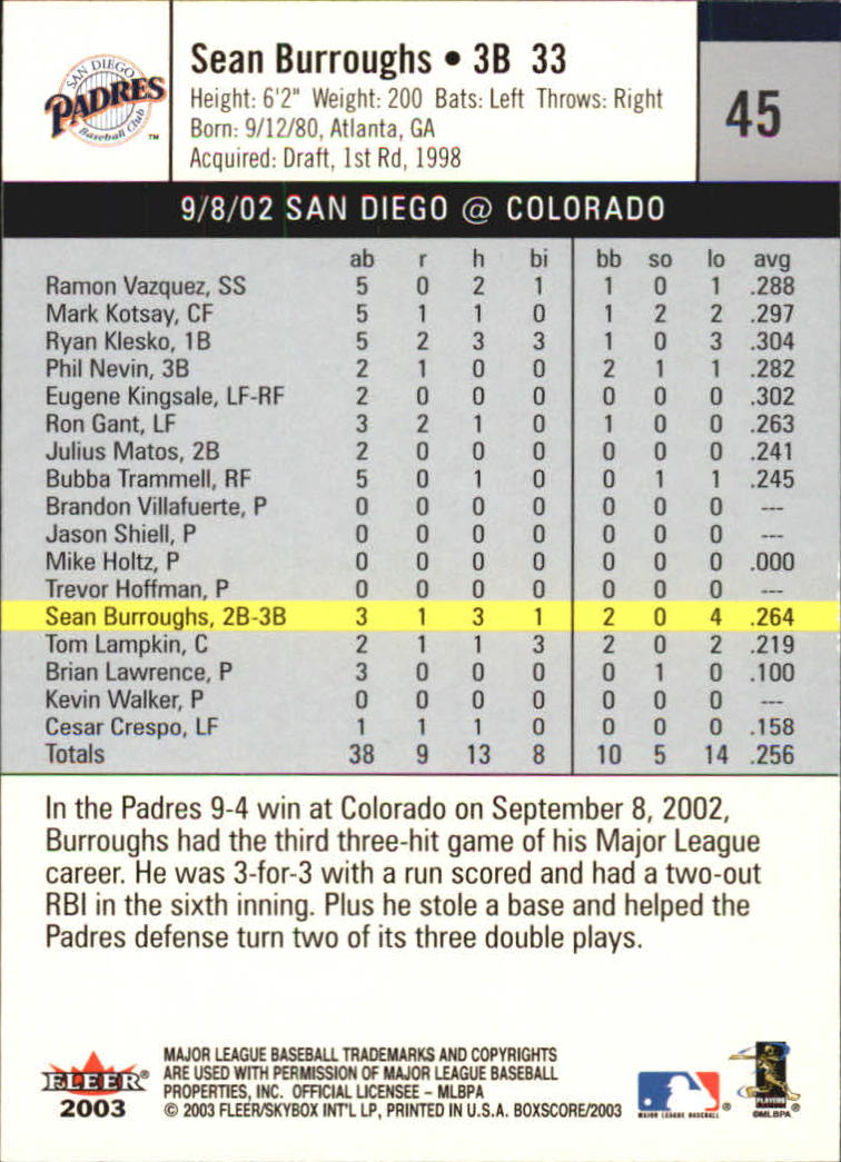 B1527- 2003 Fleer Box Score BB Cards 1-245 +Inserts -You Pick- 15+ FREE US SHIP - Picture 85 of 249
