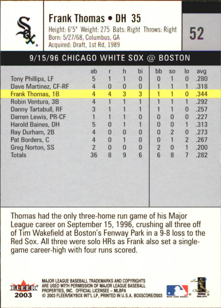 B1527- 2003 Fleer Box Score BB Cards 1-245 +Inserts -You Pick- 15+ FREE US SHIP - Picture 99 of 249