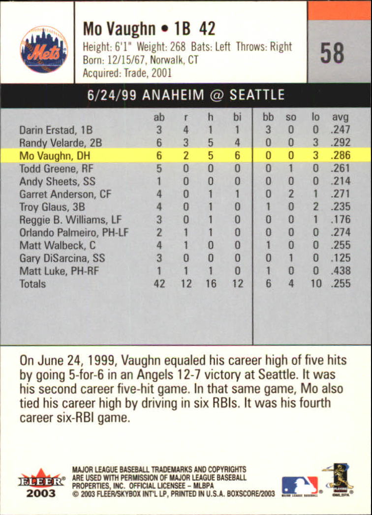 B1527- 2003 Fleer Box Score BB Cards 1-245 +Inserts -You Pick- 15+ FREE US SHIP - Picture 111 of 249
