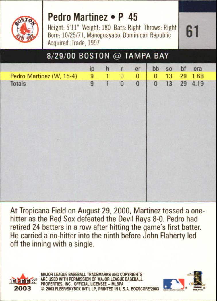 B1527- 2003 Fleer Box Score BB Cards 1-245 +Inserts -You Pick- 15+ FREE US SHIP - Picture 117 of 249