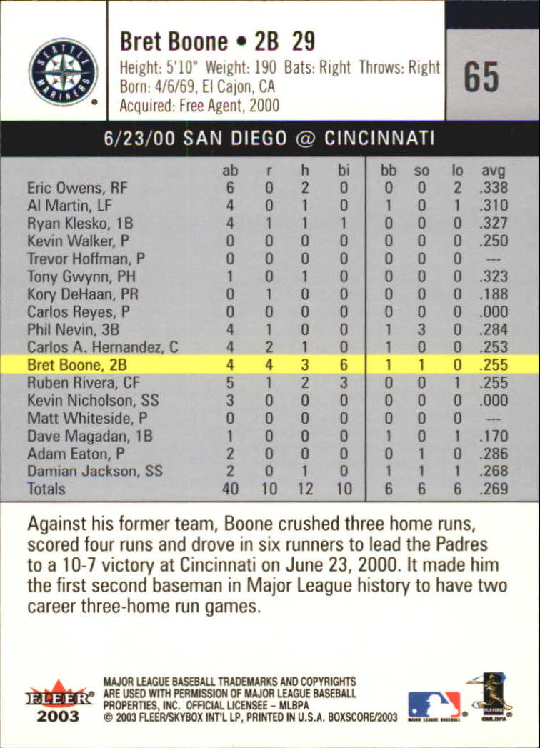 B1527- 2003 Fleer Box Score BB Cards 1-245 +Inserts -You Pick- 15+ FREE US SHIP - Picture 123 of 249