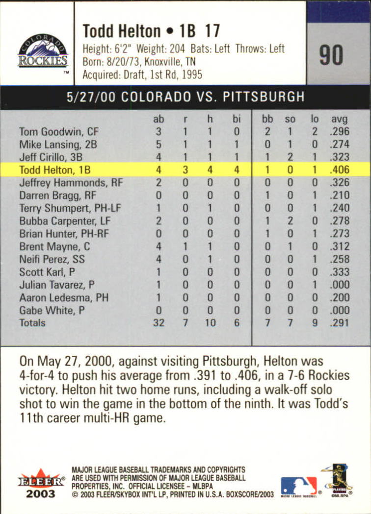 B1527- 2003 Fleer Box Score BB Cards 1-245 +Inserts -You Pick- 15+ FREE US SHIP - Picture 171 of 249