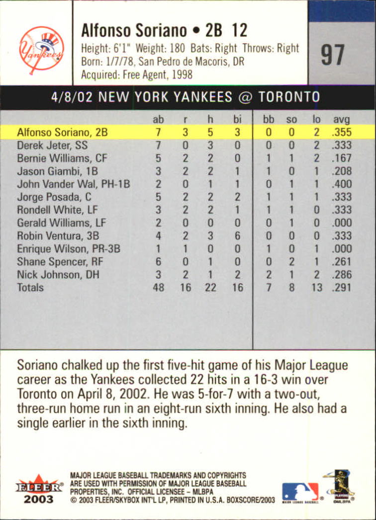 B1527- 2003 Fleer Box Score BB Cards 1-245 +Inserts -You Pick- 15+ FREE US SHIP - Picture 185 of 249