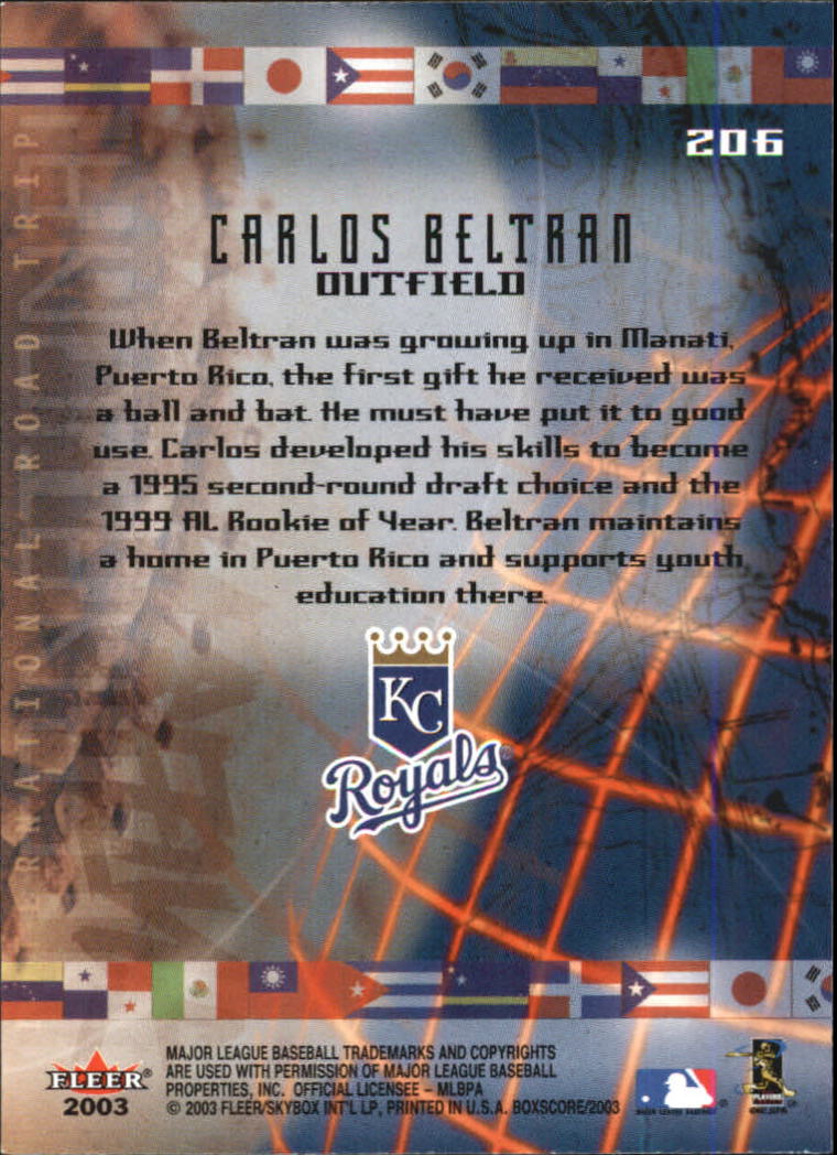 2003 Fleer Box Score #206 Carlos Beltran IRT back image