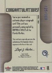 2003 Fleer Avant Autograph Blue #DW Dontrelle Willis/300 back image