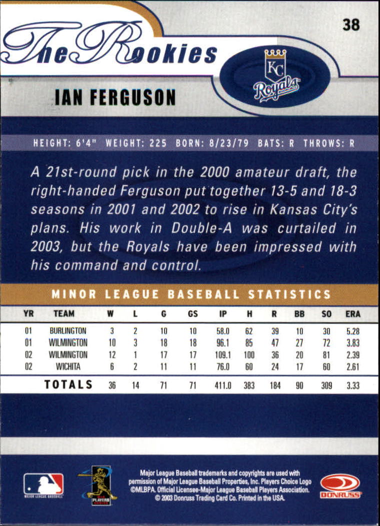 2003 Donruss Rookies #38 Ian Ferguson RC back image