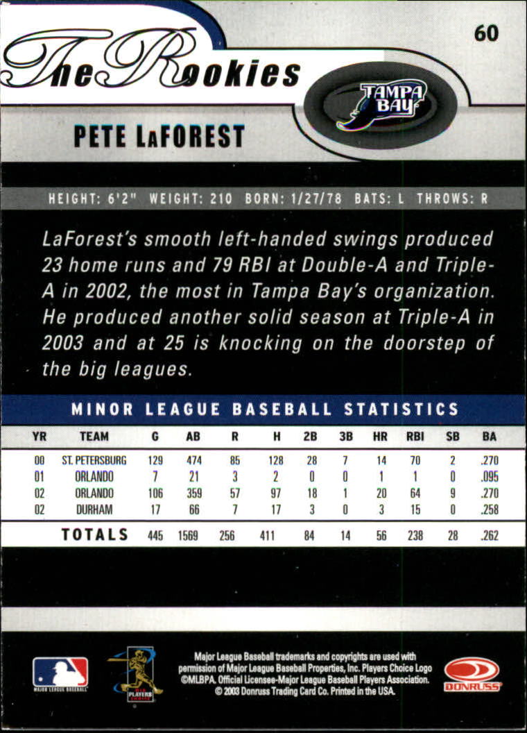 2003 Donruss Rookies #60 Pete LaForest RC back image