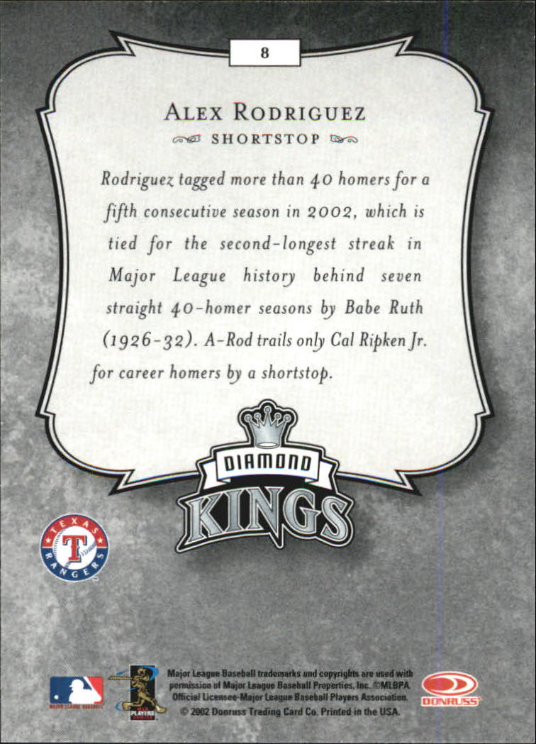 2003 Donruss #8 Alex Rodriguez DK back image