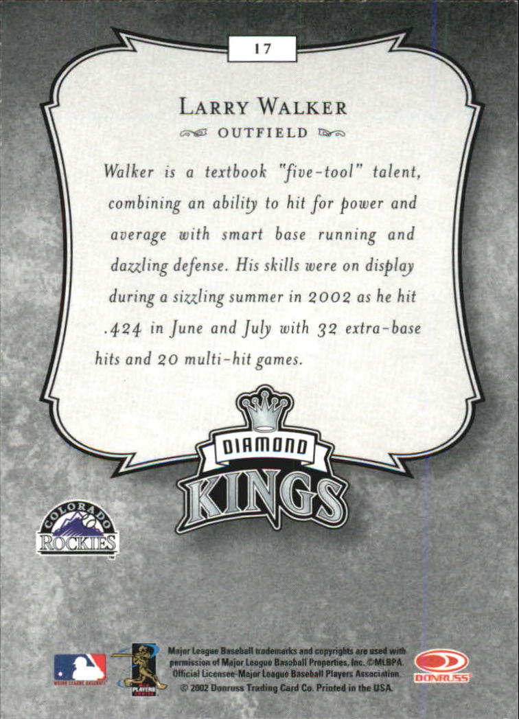 2003 Donruss #17 Larry Walker DK back image