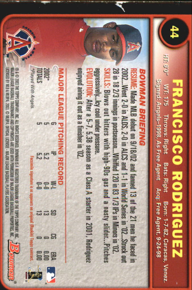 2003 Bowman Baseball "Gold" Parallel Cards - Picture 65 of 337