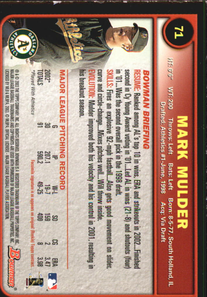 2003 Bowman Baseball "Gold" Parallel Cards - Picture 101 of 337
