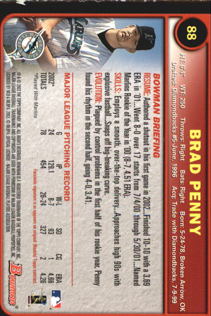 2003 Bowman Baseball "Gold" Parallel Cards - Picture 121 of 337