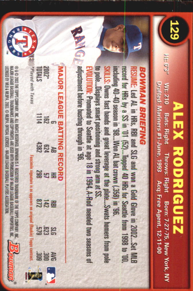 2003 Bowman Baseball "Gold" Parallel Cards - Picture 171 of 337