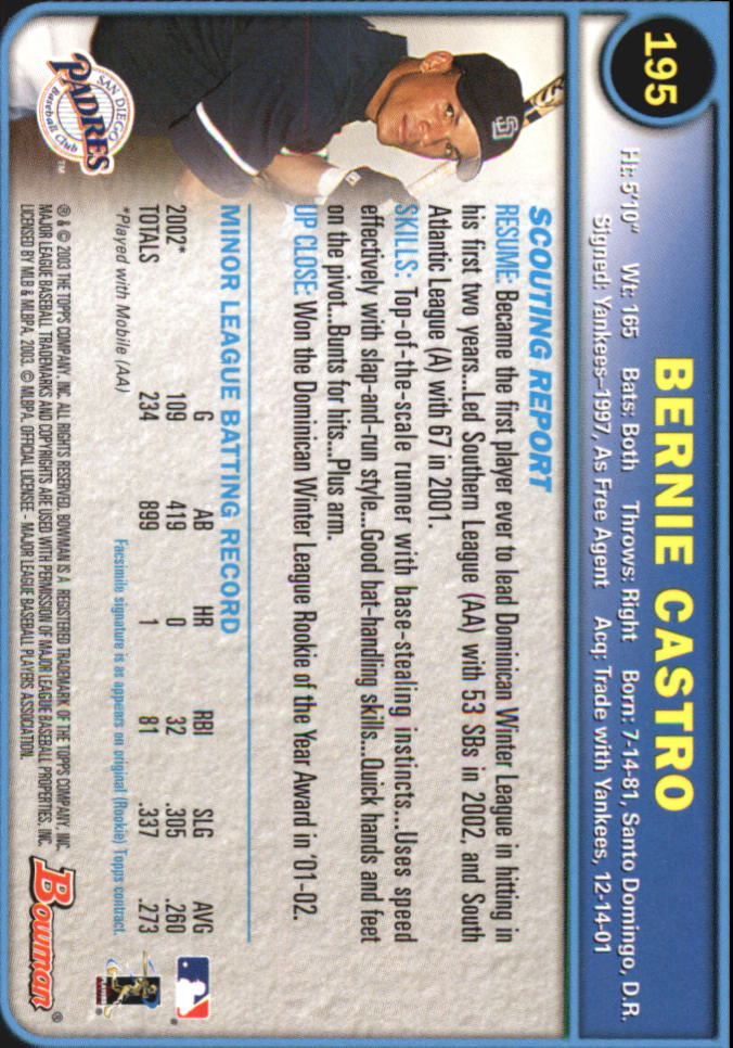 2003 Bowman Baseball "Gold" Parallel Cards - Picture 213 of 337
