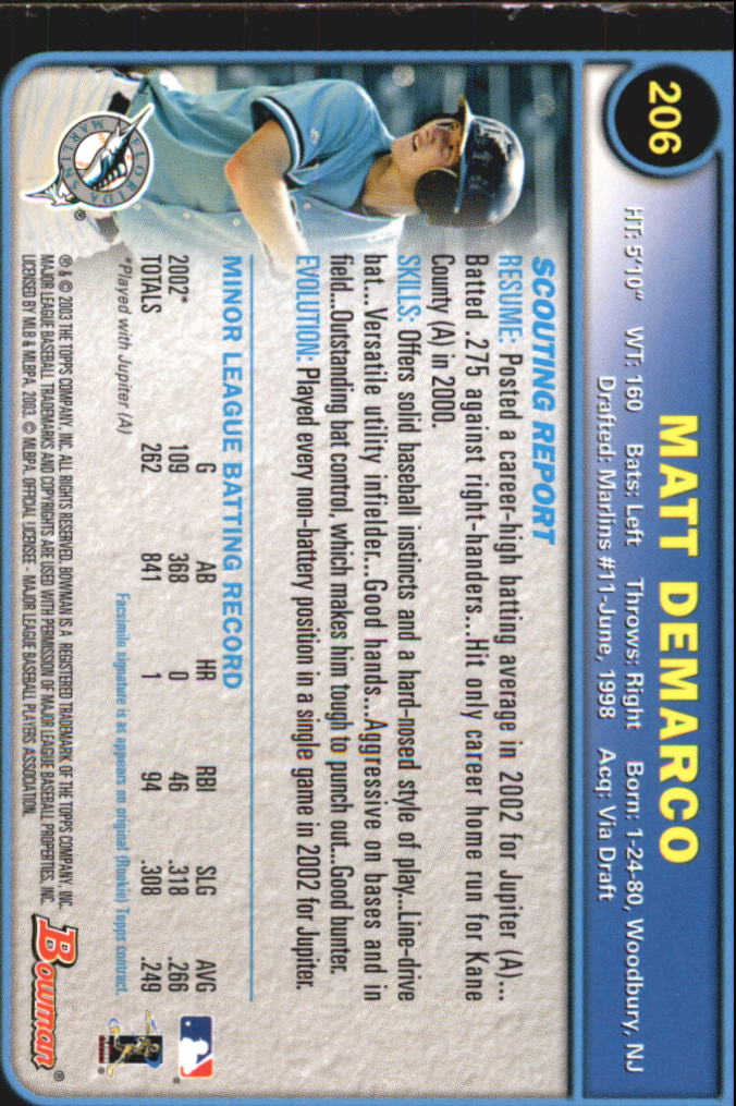 2003 Bowman Baseball "Gold" Parallel Cards - Picture 223 of 337