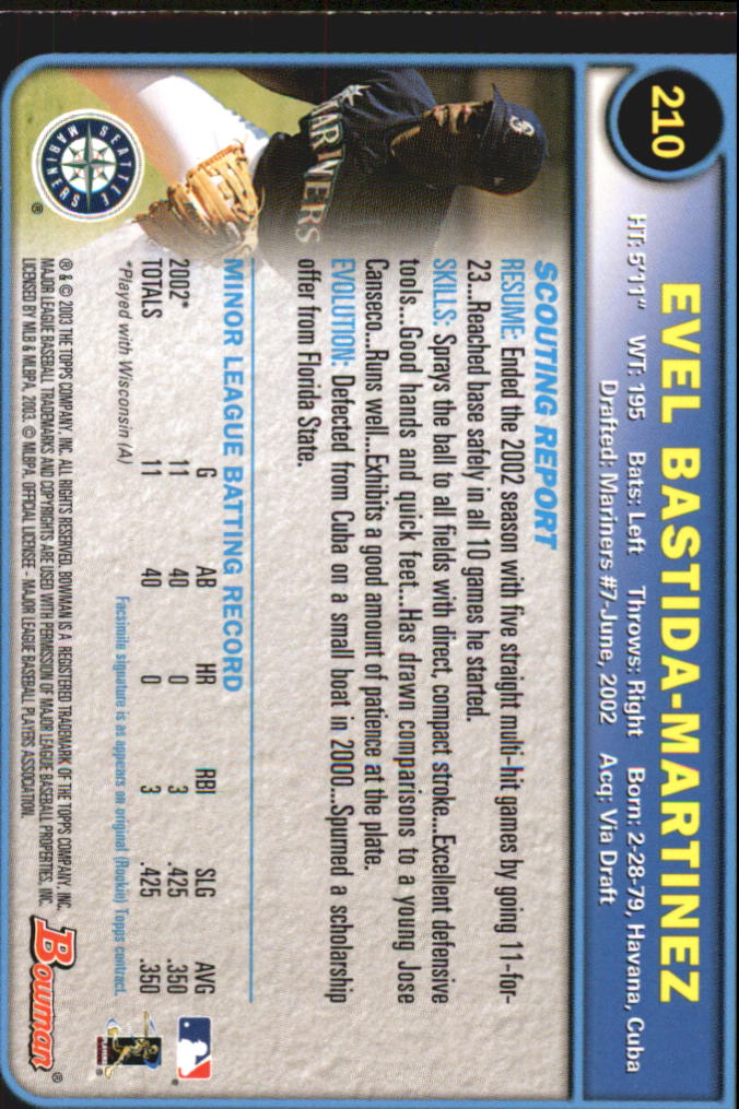 2003 Bowman Gold #210 Evel Bastida-Martinez back image
