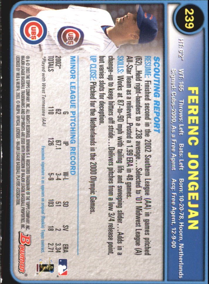 2003 Bowman Baseball "Gold" Parallel Cards - Picture 253 of 337