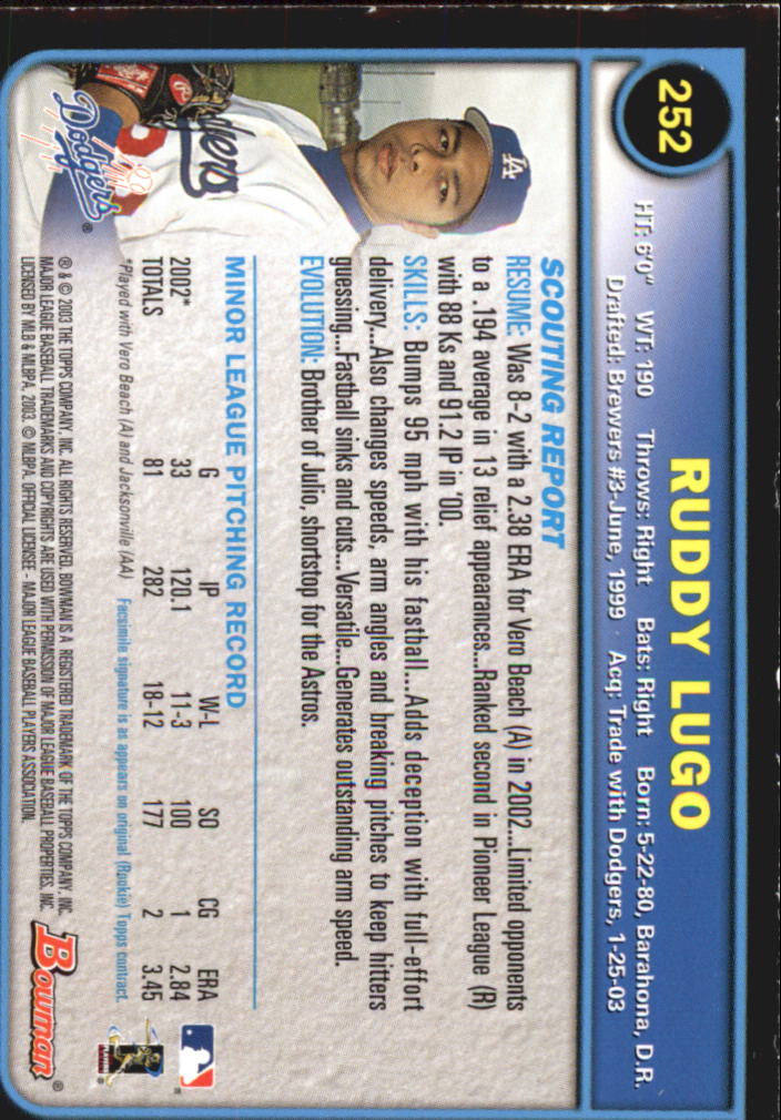 2003 Bowman Baseball "Gold" Parallel Cards - Picture 271 of 337