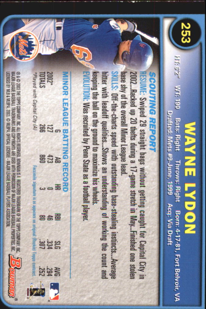2003 Bowman Baseball "Gold" Parallel Cards - Picture 273 of 337
