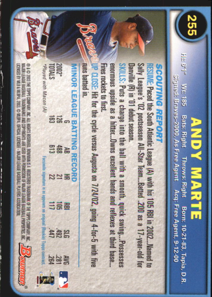 2003 Bowman Baseball "Gold" Parallel Cards - Picture 275 of 337