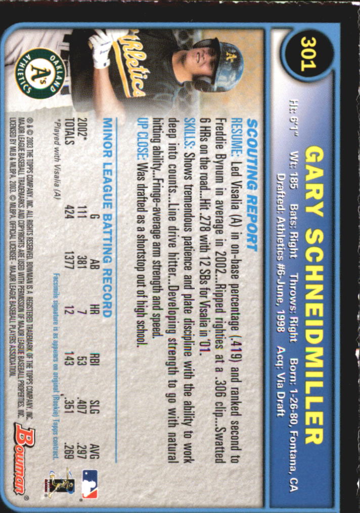 2003 Bowman Baseball "Gold" Parallel Cards - Picture 313 of 337