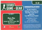 2004 Bowman Futures Game Gear Jersey Relics #AR Alexis Rios A back image