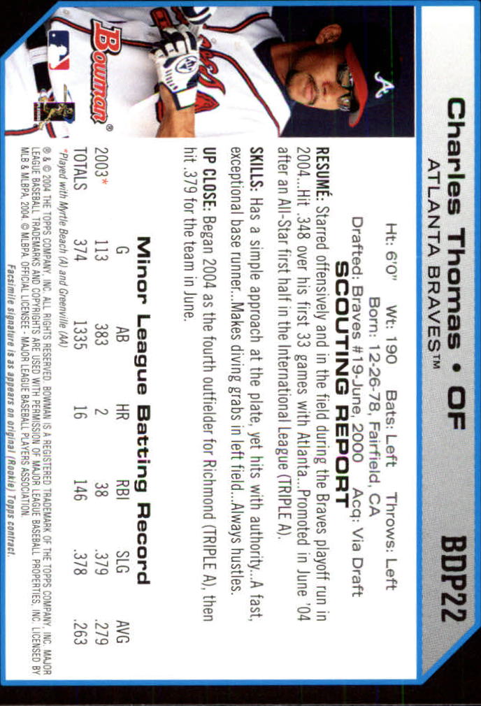 2004 Bowman Draft #22 Charles Thomas RC back image