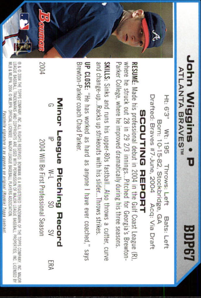 2004 Bowman Draft #67 John Wiggins RC back image