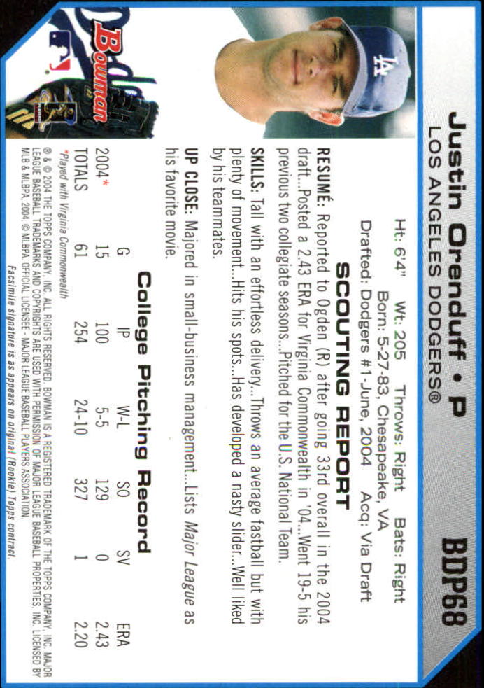 2004 Bowman Draft Baseball Card Pick (Base) - Picture 127 of 301