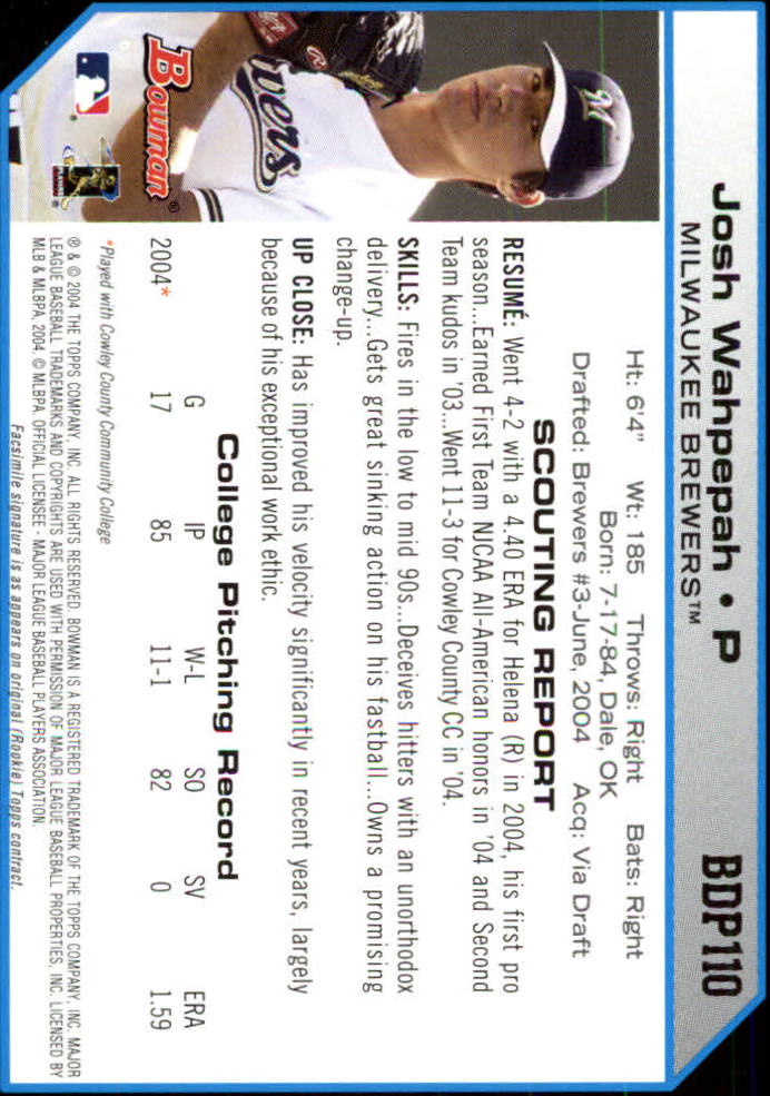 2004 Bowman Draft Baseball Card Pick (Base) - Picture 205 of 301