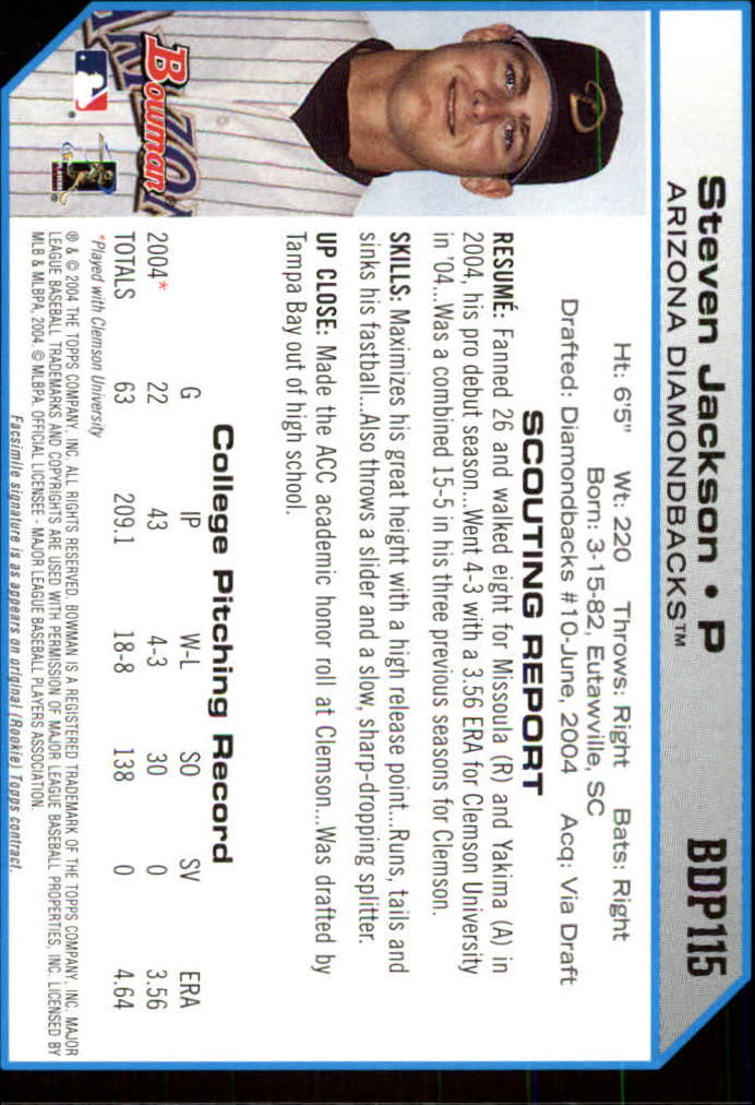2004 Bowman Draft #115 Steven Jackson RC back image