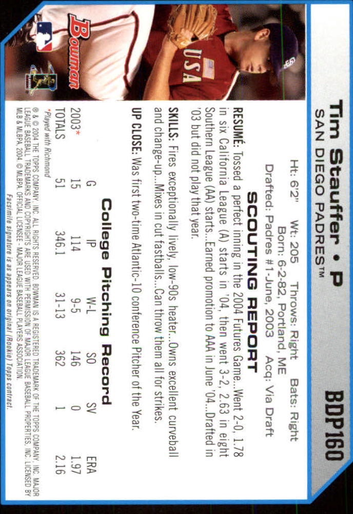 2004 Bowman Draft Baseball Card Pick (Base) - Picture 294 of 301