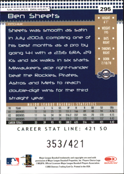 Sports Card Back